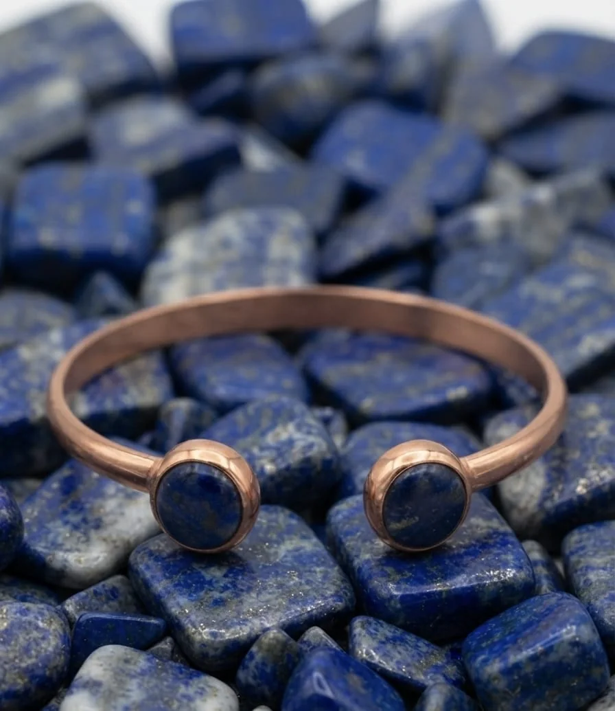 Pulsera De Cobre Artesanal Con Lapislázuli, vista 1